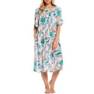 NEW Go Softly 3X Patio Dress Kaftan Tropical Floral Print Crinkle Fabric #83643
